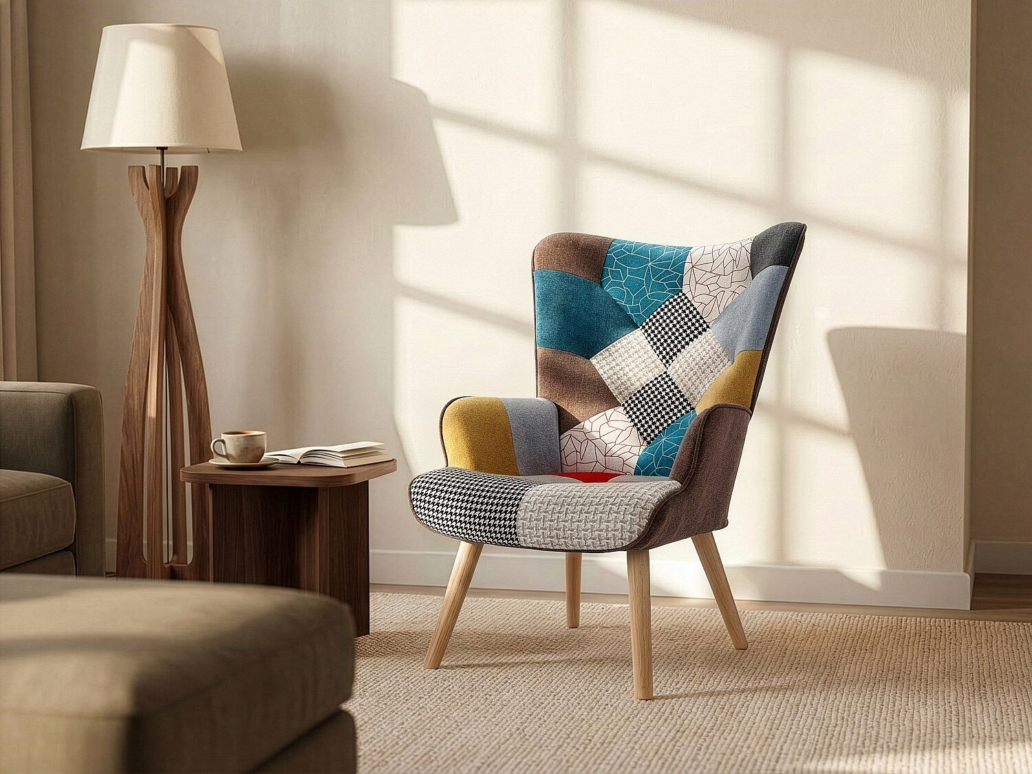 Unique Sillón de tela patchwork VATELY