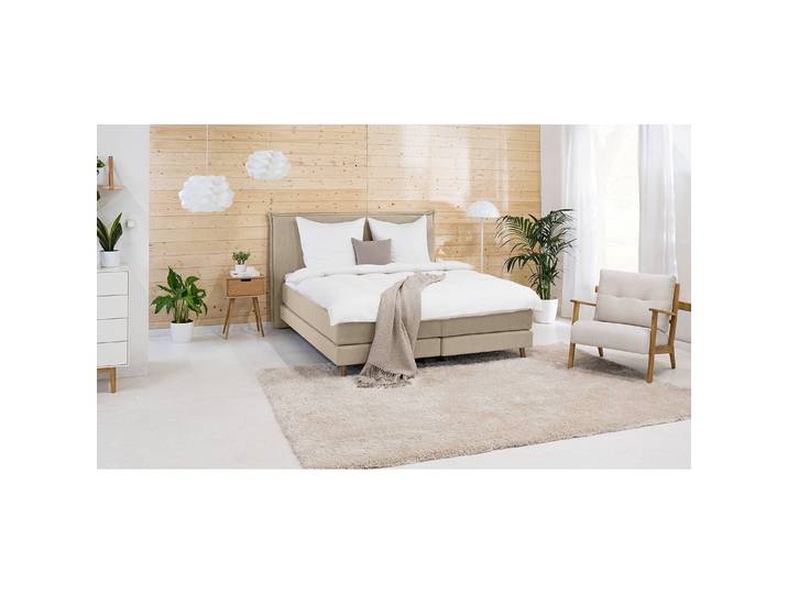 Boxspringbett Klassisch 180 x 200cm Webstoff Meara Beige/Schlamm H3