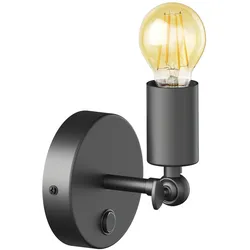 ledscom.de Vintage E27 Wand-Leuchte FETRO Schalter, schwarz, schwenkbar + LED Lampe gold max. 778lm, 3-Stufen dimmen, extra-warmweiß