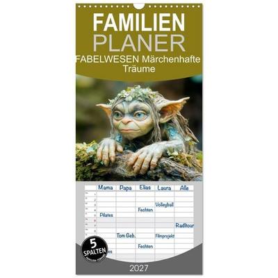 Familienplaner 2027 - FABELWESEN Märchenhafte Träume mit 5 Spalten (Wandkalender, 21 x 45 cm) CALVENDO