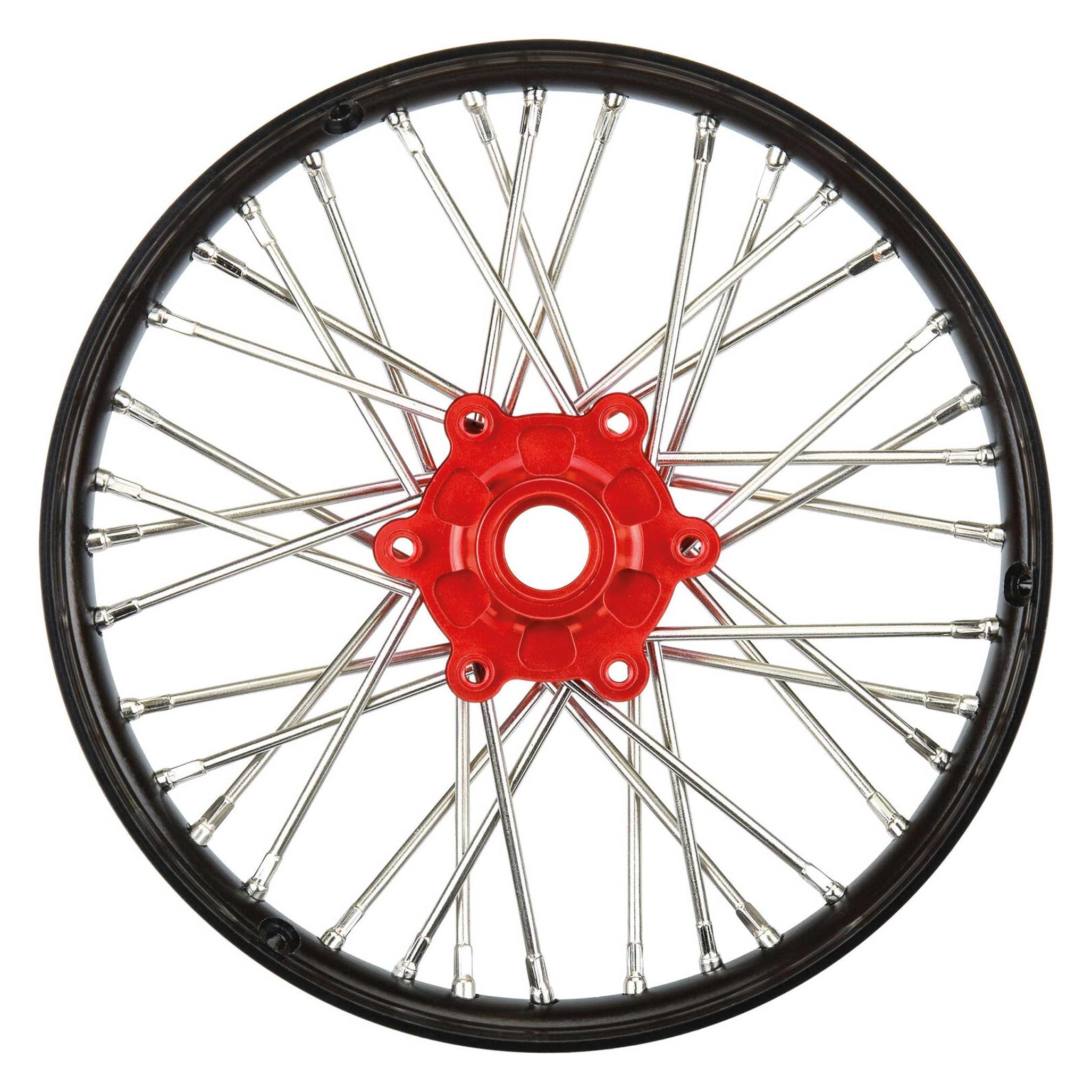 Proline 1/4 Pro-Spec Aluminum V2 Bead Front Wheel, Assembled, Black/Red: Promoto-MX (PRO283600T2)