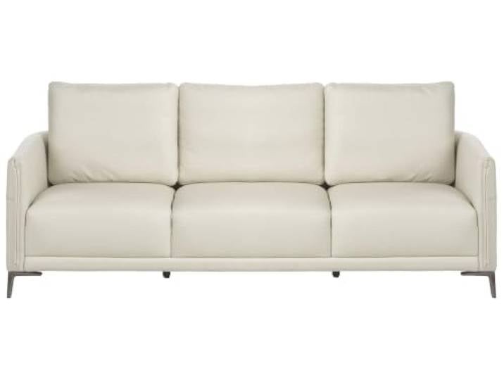 Beliani 3-Sitzer Sofa Stoff Hellbeige gepolstert mit schmalen Armlehnen Metallgestell modern Cilens