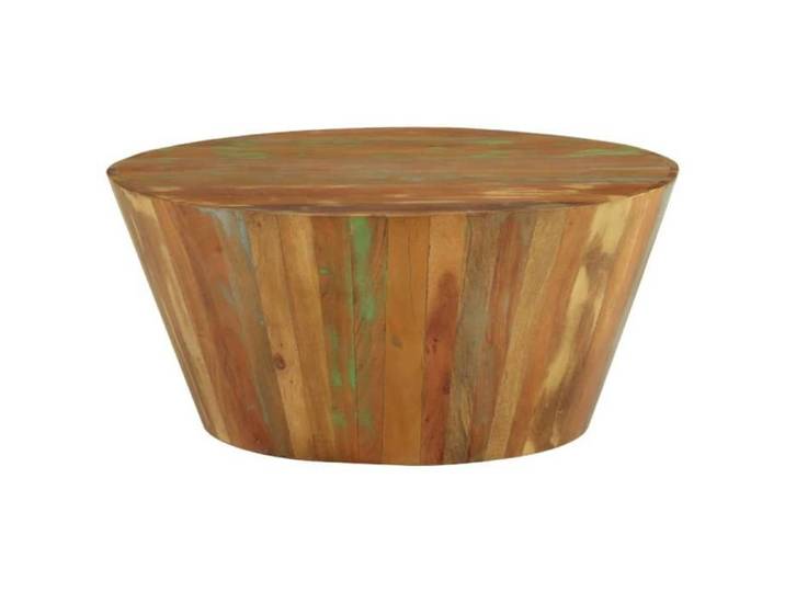 Table basse en bois de récupération - GKO - Ø65x31 cm - Bois massif - Multicolore - Finition mixte - Écologique - Unique