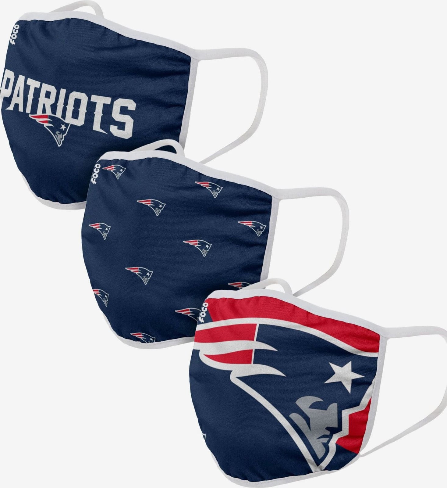 Rockstylz Set van 3 gezichtsmaskers New England Patriots