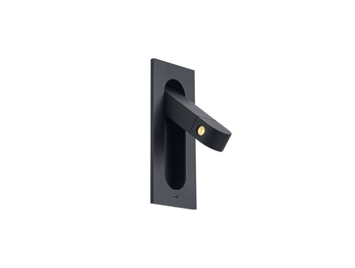 Applique murale moderne noire avec LED et port USB-C - Hilton
