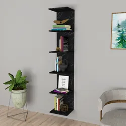 Wandregal Surahammar 180x35x32 cm Marmoroptik, schwarz [en.casa]