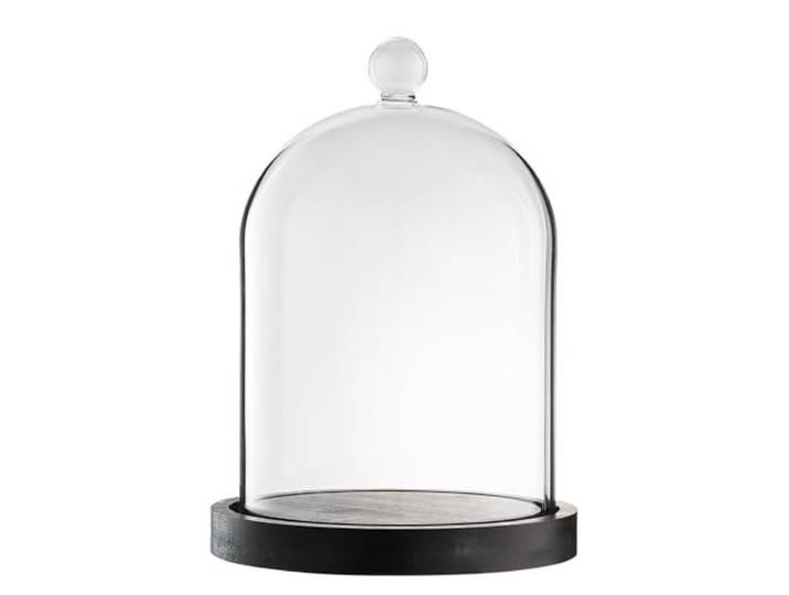 BUTLERS Kerzenbehälter ø15 x H20 cm Glas - DOME - Farbe Schwarz - Kerzenhalter zur Dekoration - Kerzenteller für Esstisch & Sideboard - mit Glaskuppel