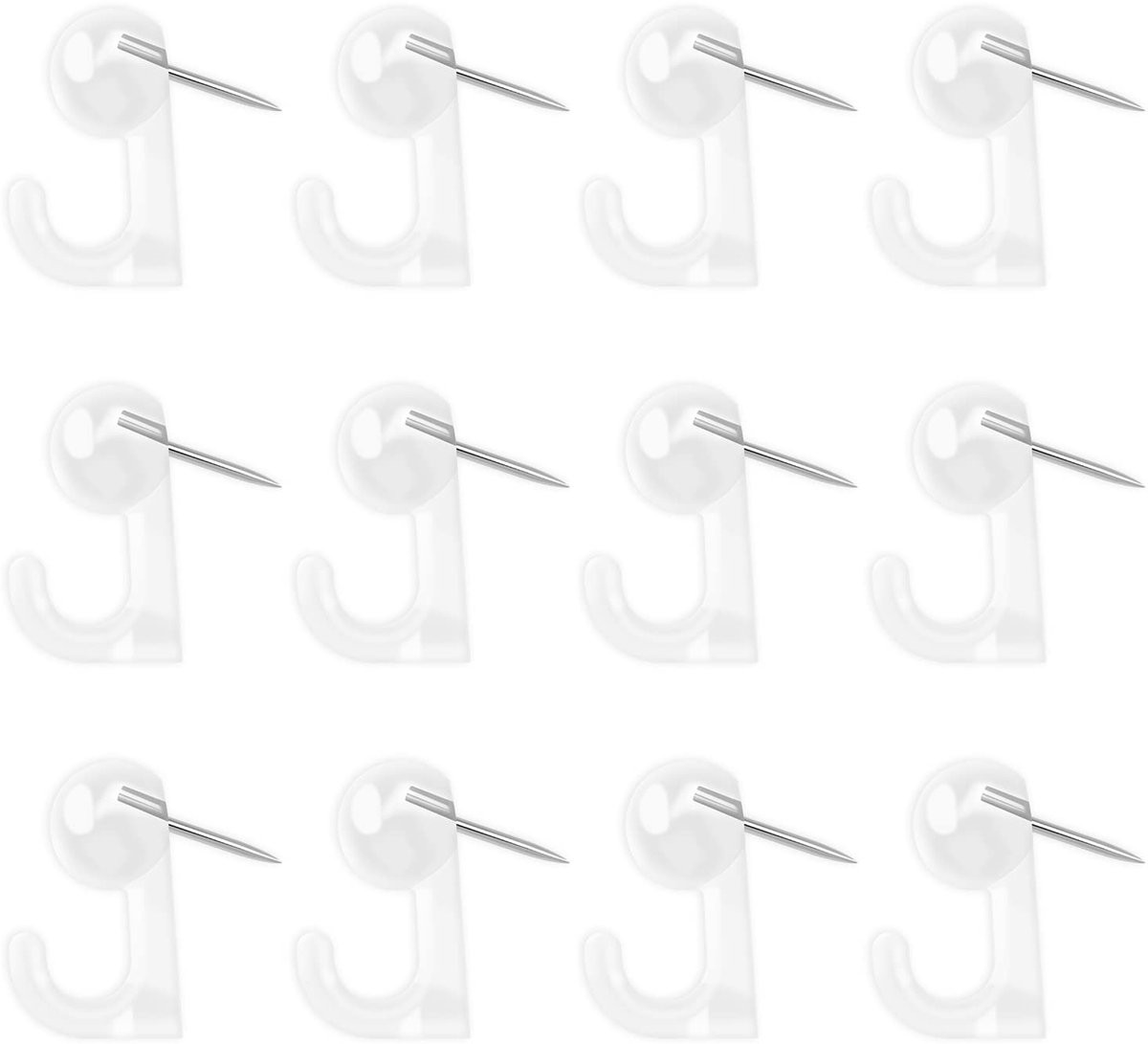 Aladdien Push Pin Haken - 100 stuks - Transparant - Kunststof en metaal
