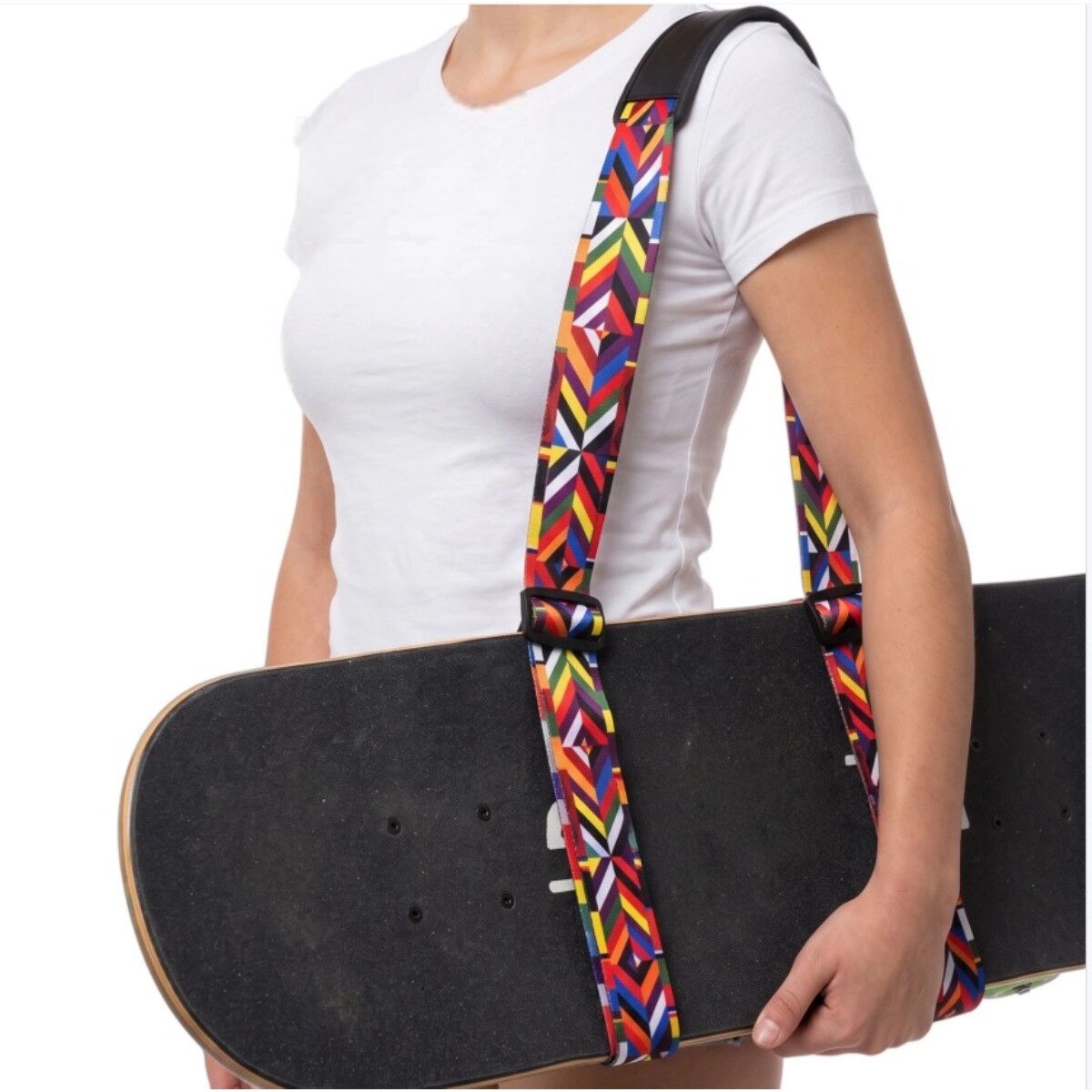 INF Schulter-Tragegurt für Skateboard — Polyester, Mehrfarbig, 200cm für freihändigen Transport von Street- und Snowboards