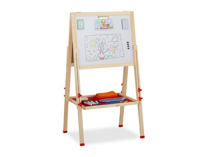Relaxdays Tableau droit à deux côtés pour enfants
