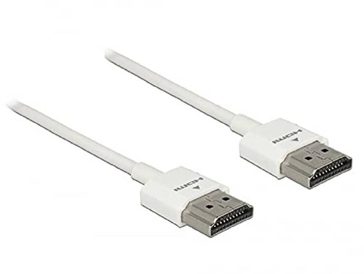 DELOCK Kabel High Speed HDMI met Ethernet - HDMI-A stekker > HDMI-A stekker 3D 4K Slim 1,5 m wit