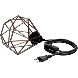 ledscom.de Pendelleuchte LEKA, bronze Käfig, Textilkabel schwarz, Stecker, Schalter und E27 Fassung, 3 m