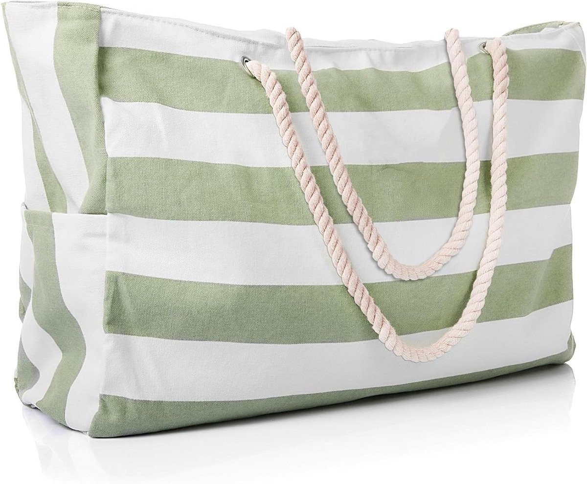 Strandtas XXL Badtas Reistas Wit Grijs B/D/H: 53 x 38 x 20 cm