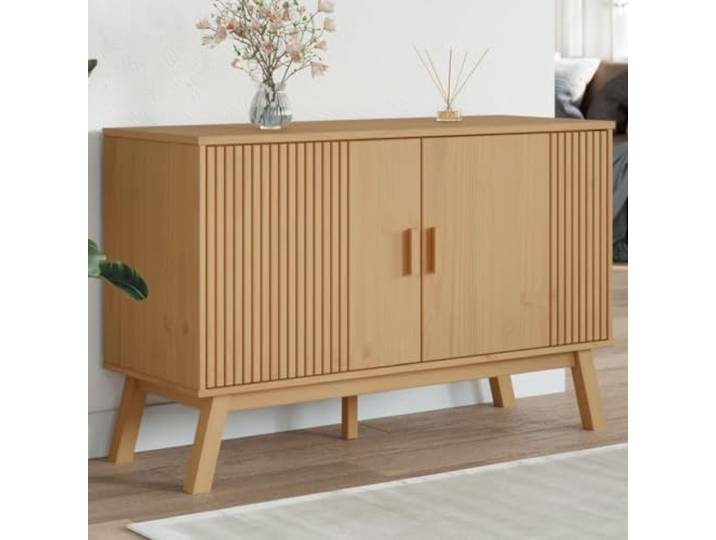 Jkghdrt Sideboard Olden Braun 114x43x73,5 cm Massivholz Kiefer Massivholz Kiefer, robuste Oberplatte, Holzbeine, skandinavischer Stil, viel Stauraum