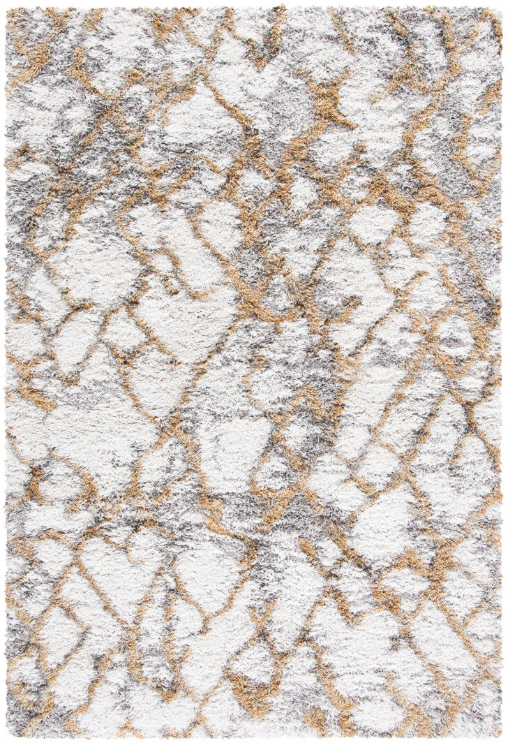 Rio Stoneboro Abstract Area Rug Ivory Rectangle 91 x 152 cm