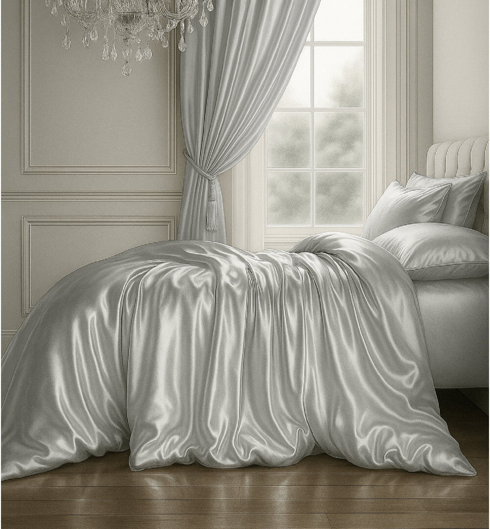 Sweet Dreams Silk No Pattern Duvet Cover Silver Kingsize Duvet Cover