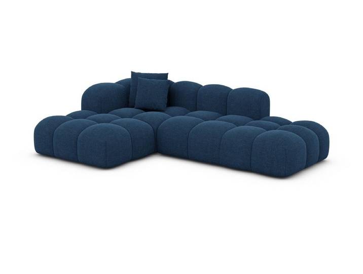 Sofa Dreams Ecksofa Formentera L Form Lounge Designer Sofa, mit Strukturstoff Bezug in Blau, Ausrichtung Ecke links