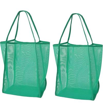 2 große Strandtaschen aus Netzgewebe, geräumige Polyester-Strandtaschen mit stabilen Tragegriffen, leichte Reisetaschen für Strand, Urlaub, Pool und Camping