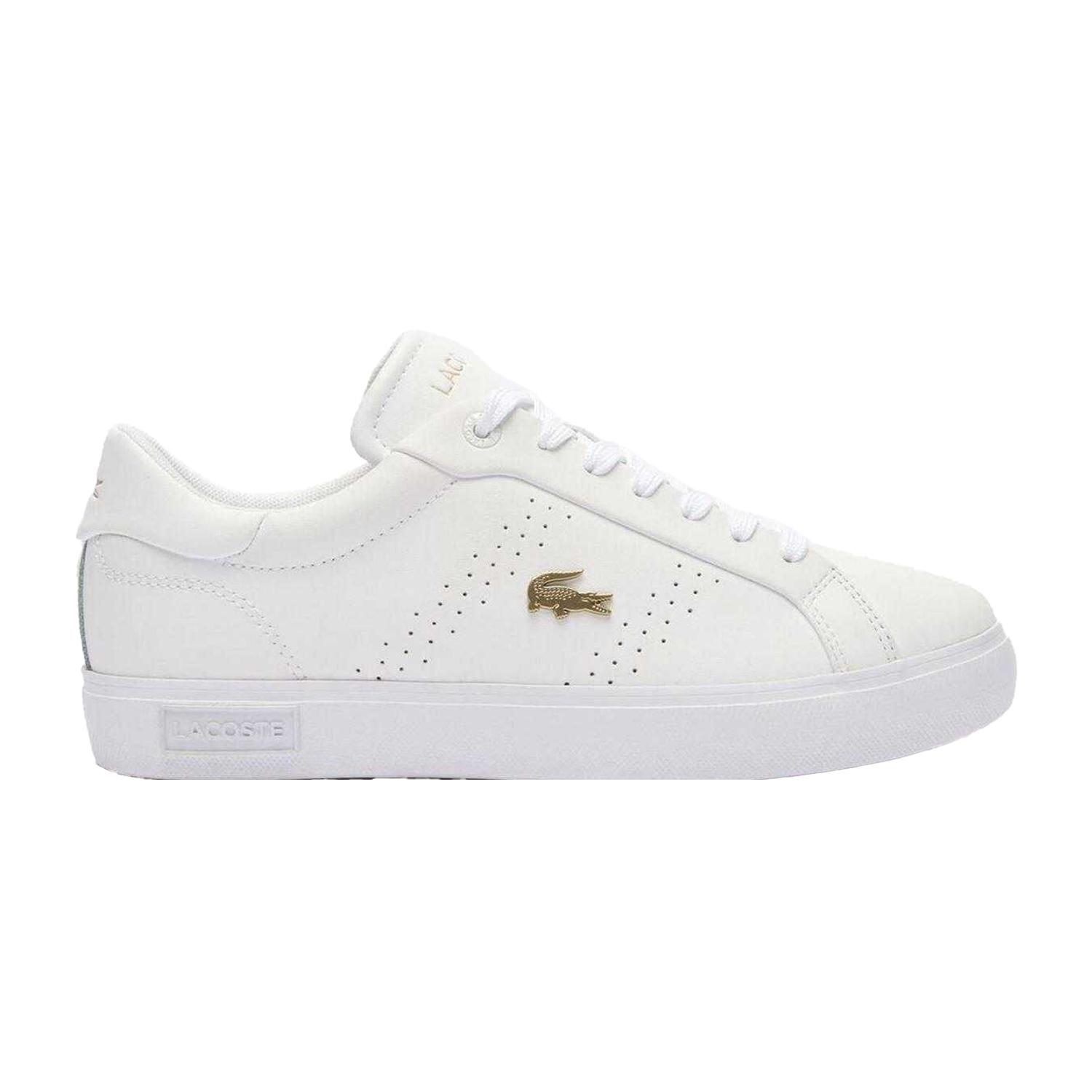 Lacoste Dames/Dames Powercourt 2.0 Leren Trainers (Wit/Goud)