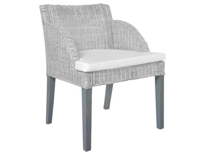 HKLGBVCR Esszimmerstühle aus Natur-Rattan, Grau, 2 Stück mit Kissen Natur-Rattan, Mangoholz, Kissen inklusive, Leinenkissen, 110 kg pro Sitz, Wohnzimmer, Lesen