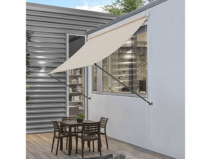 pro.tec Markise 'Malaga' 150 x 120 cm Sandfarben Witterungsbeständig Sonnenschutz Beschattung Terrasse Garten