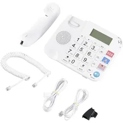 Renkforce RF-DP-400 Schnurgebundenes Seniorentelefon Freisprechen LC-Display Wei, Telefon, Weiss