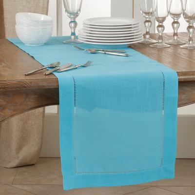 Saro Lifestyle Classic Hemstitch Table Runner - Textured Border Runner for Dining & Formal Entertaining