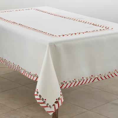 Saro Lifestyle Candy Cane Border Trim Design Christmas Tablecloth