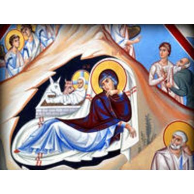 CALVENDO Puzzle Wandmalerei Maria und die Geburt von Jesus in der Wladimir-Kathedrale auf der Insel Walaam | 1000 Teile Lege-Größe 64x48cm Foto-Puzzle