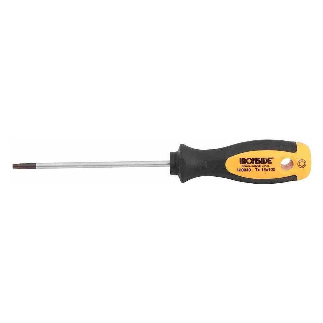 Ironside Schraubendreher TX T15 x 100 mm 2-Komponenten-Griff Chrom-Vanadium-Stahl (TX) (120049)