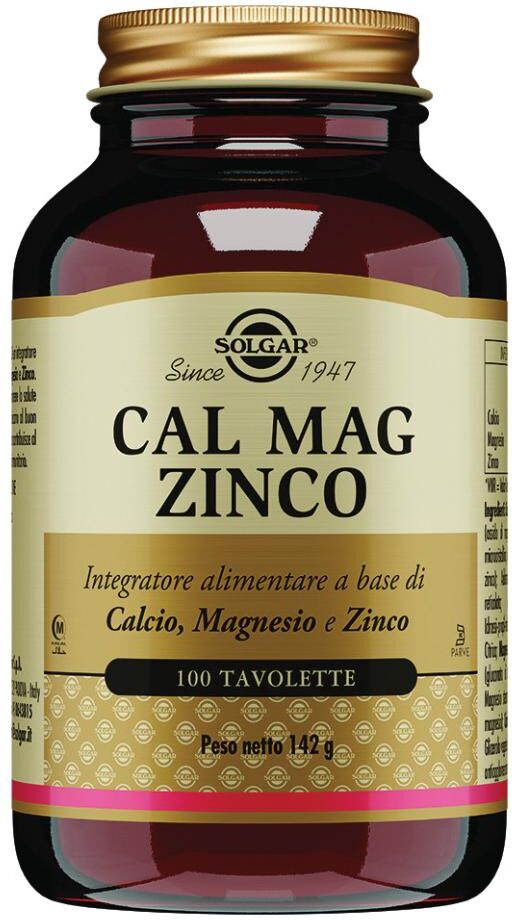 SOLGAR IT. MULTINUTRIENT SpA Solgar - Cal Mag Zinco 100 Tavolette: Integratore di Calcio, Magnesio e Zinco per il Benessere Osseo