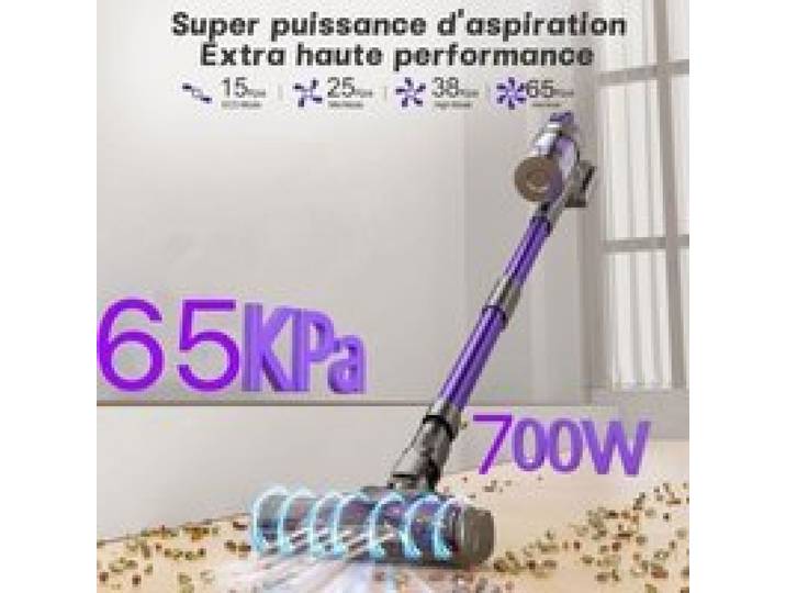 Aspirateur balai sans fil maniable calme nettoyage tapis parquet 70min 9x2900mAh 700W/65kPa filtration 7 niveaux ASPIRATEUR BALAI
