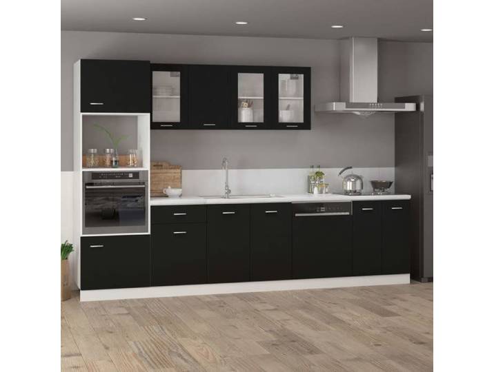 MGH - TOP Meuble bas pour cuisine - Placard cuisine -  Lyon  Noir 60x46x81 5 cm - Bois d'ingénierie LLV1109