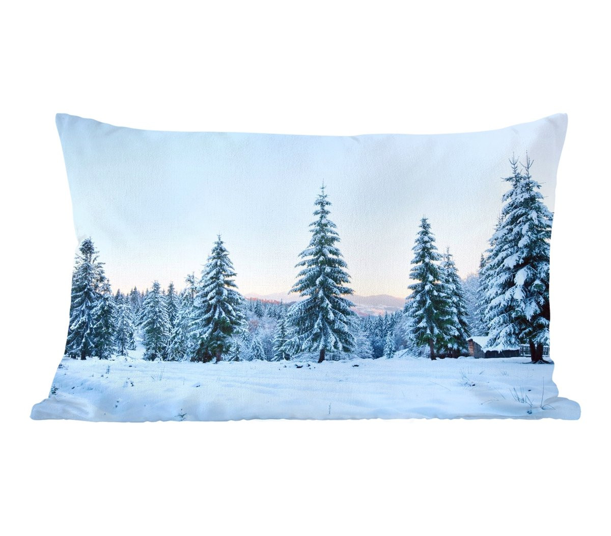 PillowMonkey Sierkussen Winter Sneeuw Bomen Kerstdecoratie 60 x 40 cm