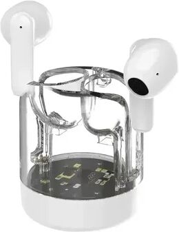 Uplifted Trends Light Effect Bluetooth Headphones Noise Cancelling Sports Gaming Earbuds white