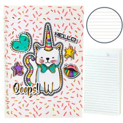 Notizbuch Notizbuch liniert Katze Einhorn rosa Muster weiß A5 60 Blatt