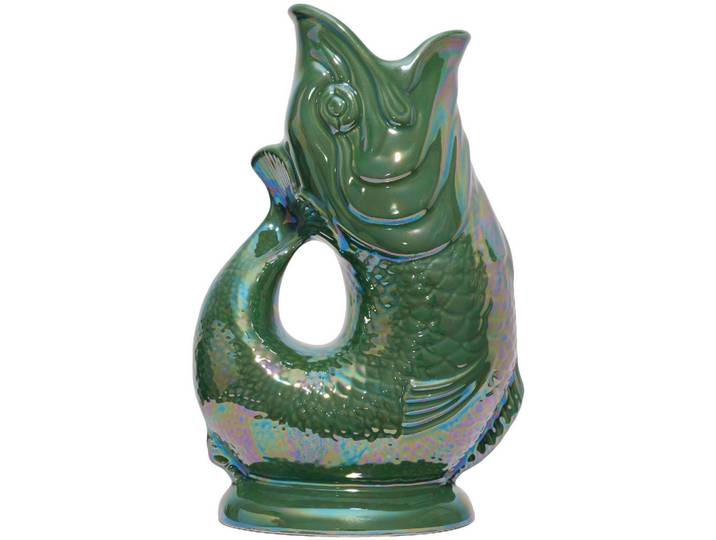 Gluckigluck Karaffe mit „Gluck-Gluck“-Geräusch 27,5/17/9,5 cm, Grün, Keramik, Tiere, 1.2 L, Organisch, handgemacht, Geschirr, Kannen & Karaffen, Wasserkaraffen & Krüge