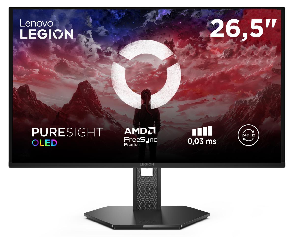 Lenovo Legion 27Q-10 OLED Monitor, 67,3 cm (26.5"), 2560 x 1440 Pixel, Quad HD, OLED, 0,03 ms, Schwarz