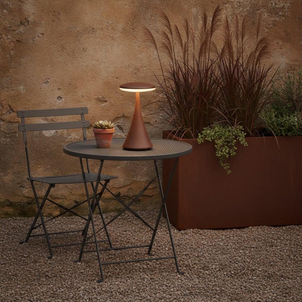 Lyora Tafellamp Elbo Bruin Oplaadbaar via USB met LED
