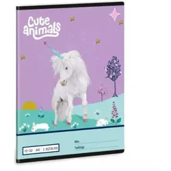 Niedliche Tiere: Einhorn-musteriertes liniertes Heft - 3. Klasse, A5
