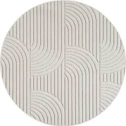 TEPPICH Flachgewebe LANGAU in Creme, mit geometrischen Bögen, Ø 120 cm