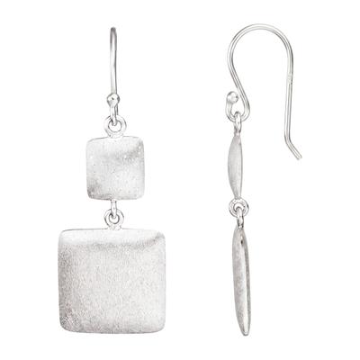 Paar Ohrhänger JOBO, silber (silber 925), Ohrringe, Damen, Silber 925 (Sterlingsilber), quadratisch 925 Silber