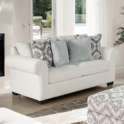 Furniture of America Suppet White Solid Wood Loveseat with Accent Pillows