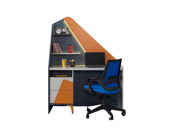 Xlmoebel Schreibtisch Design-Schreibtisch aus Holz in elegantem Blau für das Jugendzimmer (Schreibtisch), Hergestellt in Europa