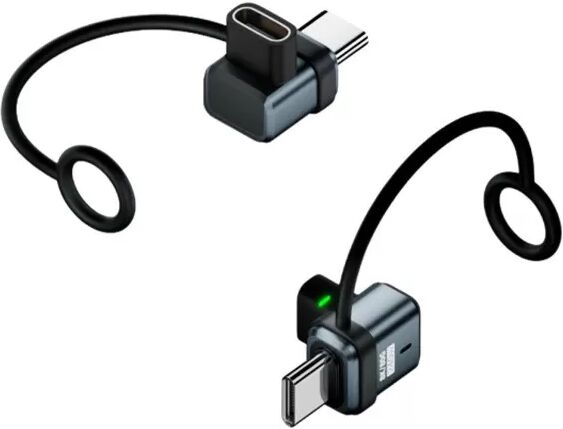 INF Adaptateur en L Type-C Femelle vers Mâle 2-Pack : 240W, 120Gbps Gris