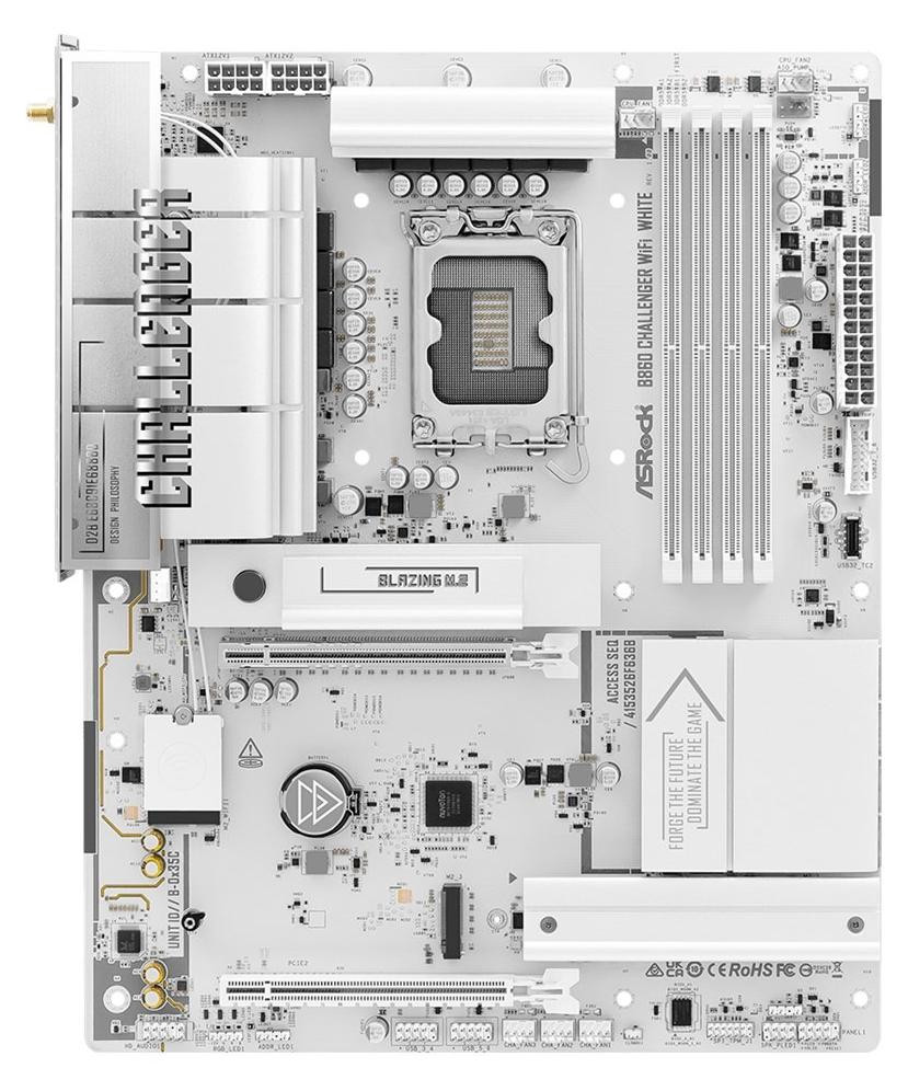 ASRock B860 Challenger WiFi White Moederbord ATX LGA1851 B860 chipset Wi-Fi 7 Bluetooth 2.5 Gigabit LAN USB-C 3.2 Gen 1