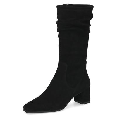 Stiefel CAPRICE, Damen, Gr. 41, Synthetik Textil, XS-Schaft, schwarz, Veloursleder, Schuhe Stiefel, Blockabsatz, Langschaftstiefel mit slouchy Falten am Schaft