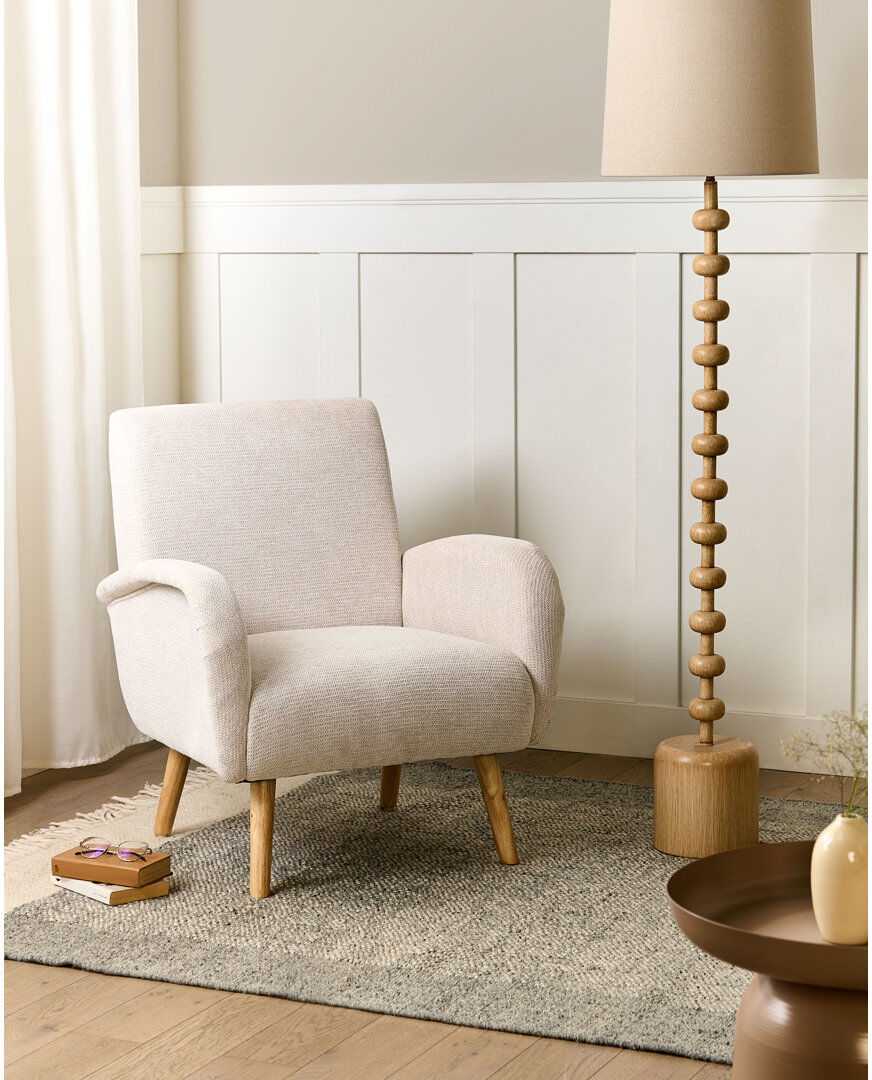 Beliani PLASSEN Upholstered Fabric Armchair Beige 82cm H X 73cm W X 53cm D