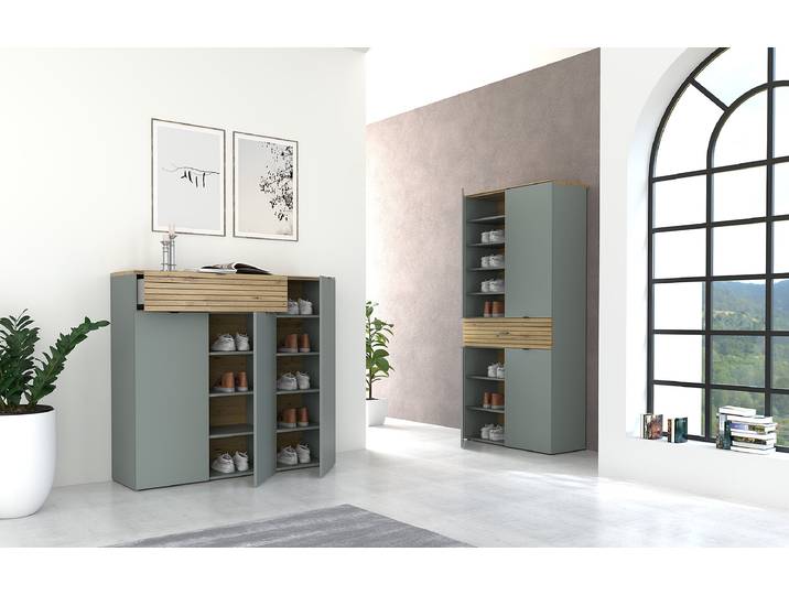 Armoire à chaussures 90 x 196 x 41cm Vert/Gris menthe