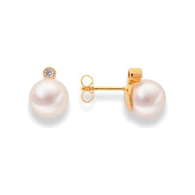 Perlenohrringe DI PERLE, gold (weiß), Ohrringe, Damen, Damen (mm )